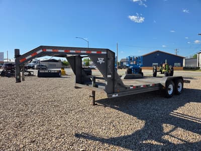 2003 PJ 83"x20' Gooseneck Equipment Trailer 14K, 18'+2' Dovetail, Stow Away Ramps, Rear Reciever Hitch - Image 2